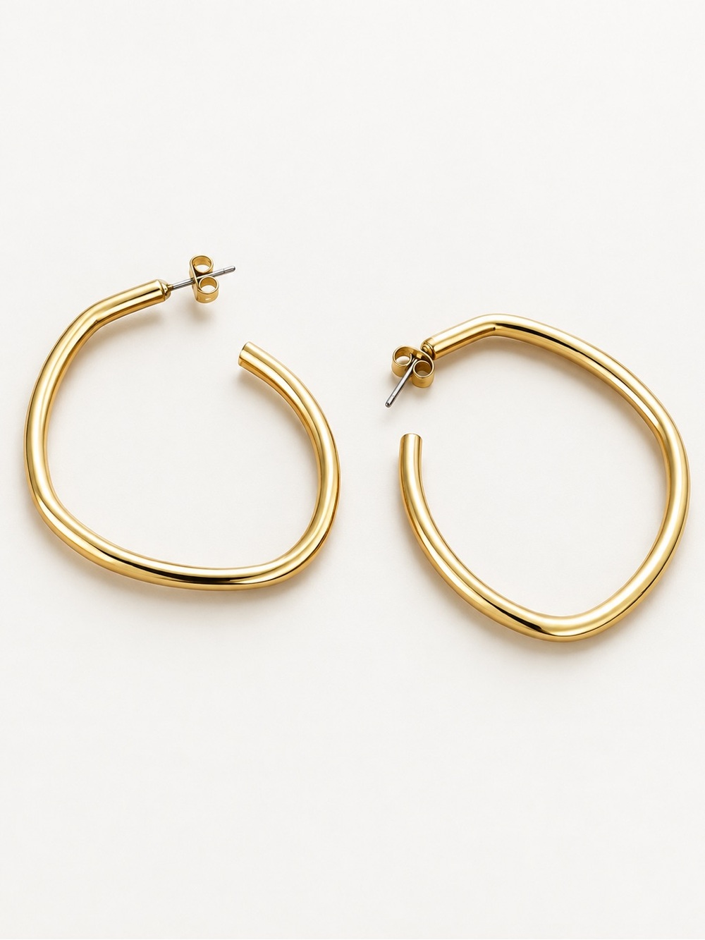 Zara Oversized Gold-Tone Organic Hoop Earrings